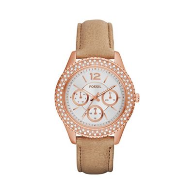 Ladies rose gold 'stella' leather strap watch es3816